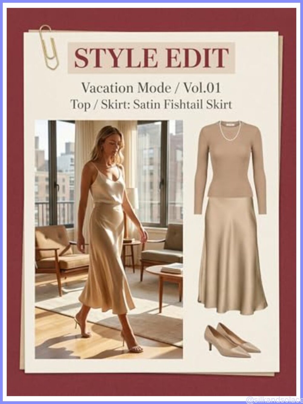 CUPSHE Women's Satin A-Line Midi Skirt High Waist Side Zipper Lightweight Soft - Picture 5 of 6